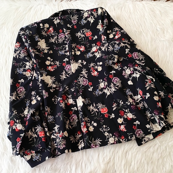 LANE BRYANT UEC Navy Blue Floral Print Blazer Suit Jacket - Picture 4 of 12